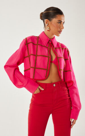 Camisa de linho bordada (acompanha Top)
