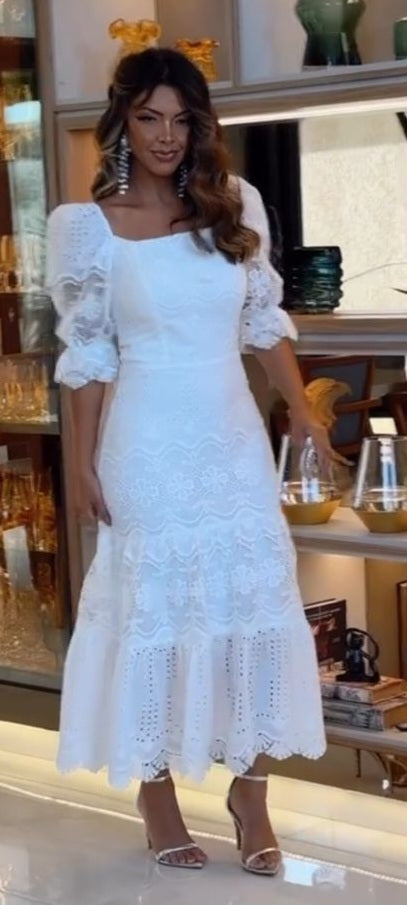 Vestido em laise algodão